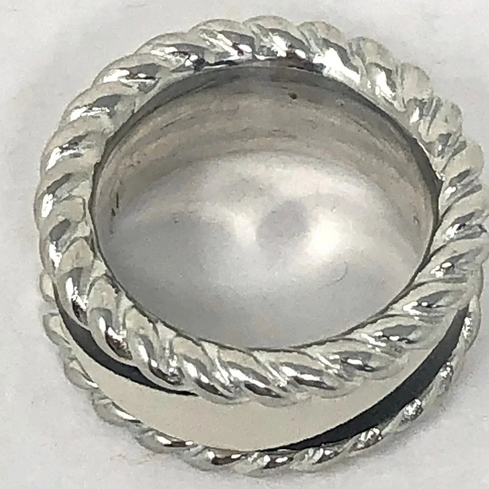 Zebra Print Leather Rope Ring Sz 7 Band Aluminum Arthur Court Signed Jewelry